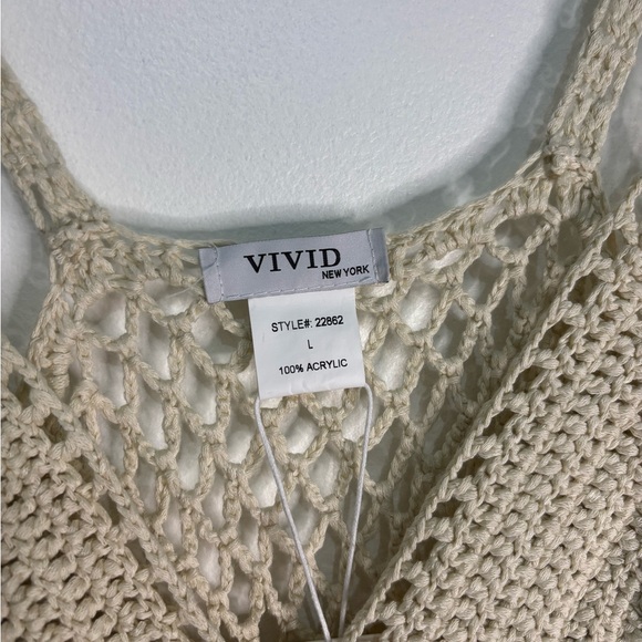 Vivid Cream Crochet Fringe Top, Boho, Western, Festival - Picture 4 of 12